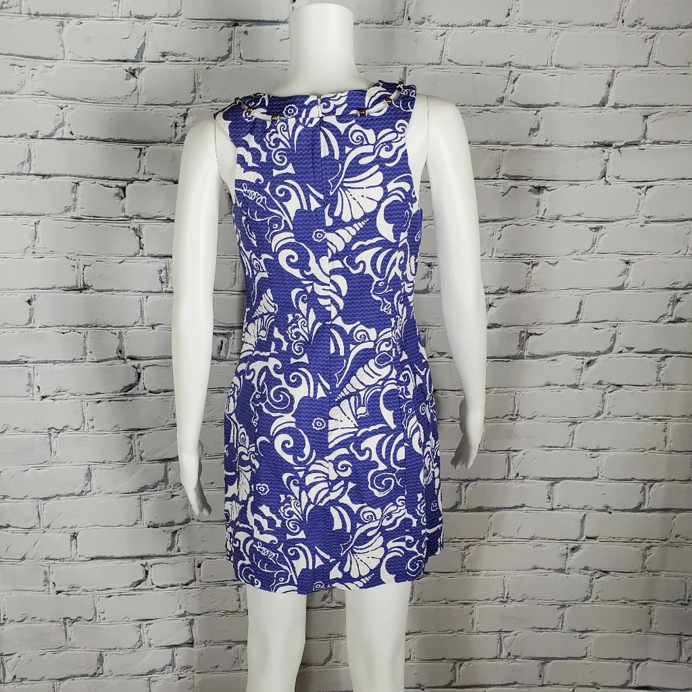 Lily Pulitzer Lindy Shift Dress in Spectrum Blue Tide Pools - Picture 4 of 8